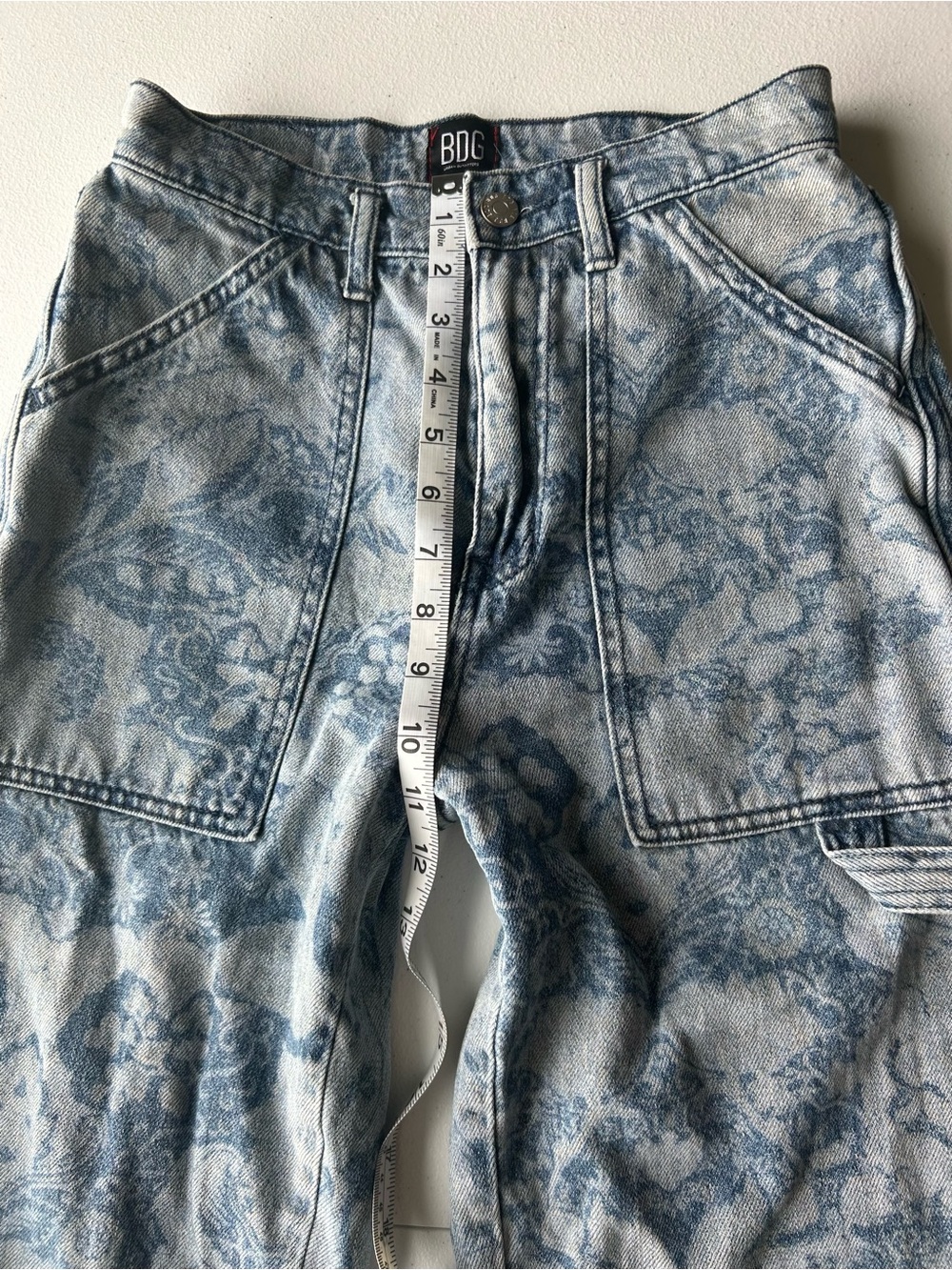 BDG Urban Outfitters High Rise Baggy Paisley Jeans 25 Floral Carpenter Pants - Picture 3 of 8